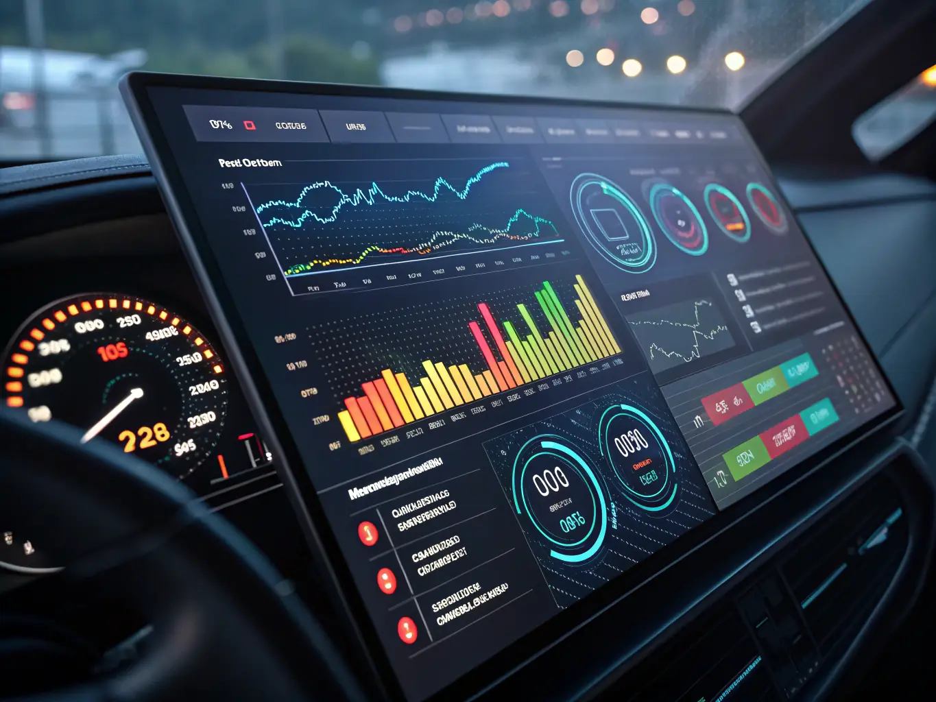 A digital interface displaying compliance metrics, policy updates, and risk management tools, emphasizing the Policy & Trust Assistant feature of XenMedCare.